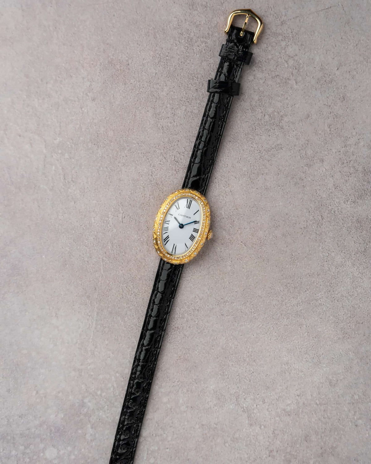 Cartier Baignoire 78094 Factory Diamond Engraved Stepped Case