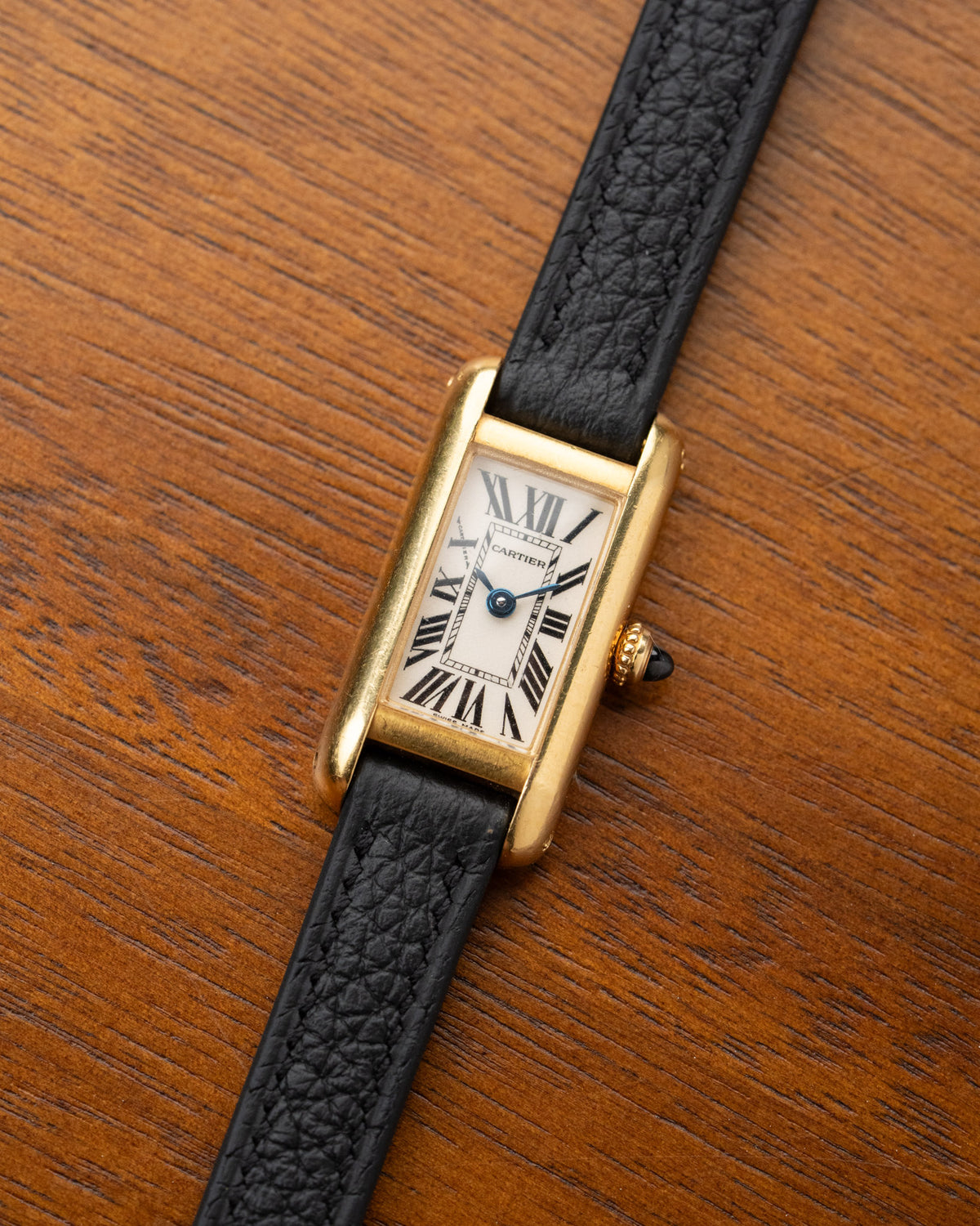 Cartier Mini Tank Allongée 2443 18k yellow gold on black Epsom strap – photo 1