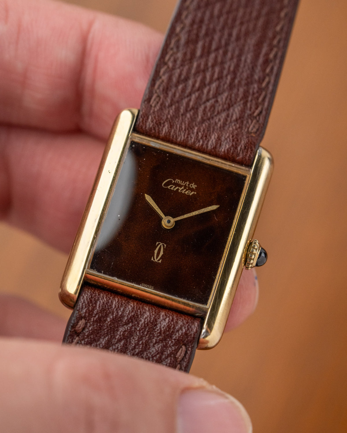 Must de Cartier Tank LM vermeil wood dial watch – photo 2