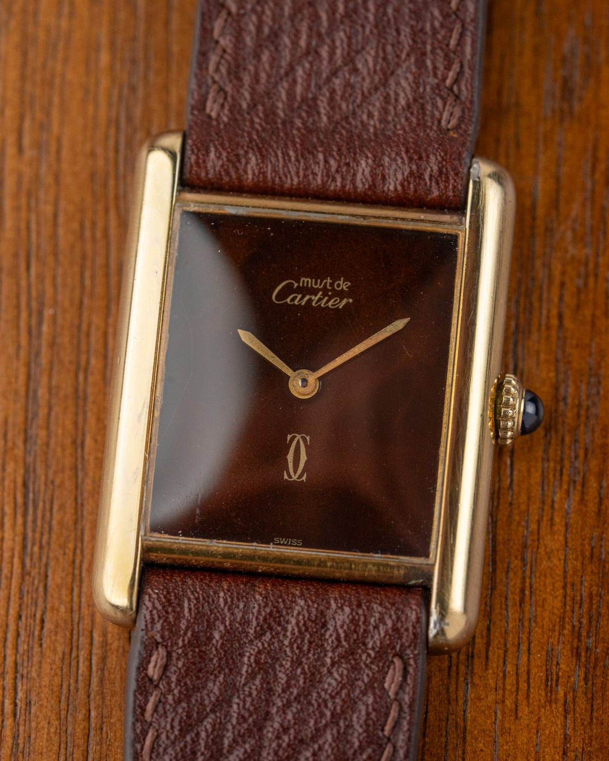 Must de Cartier Tank LM vermeil wood dial watch – photo 6
