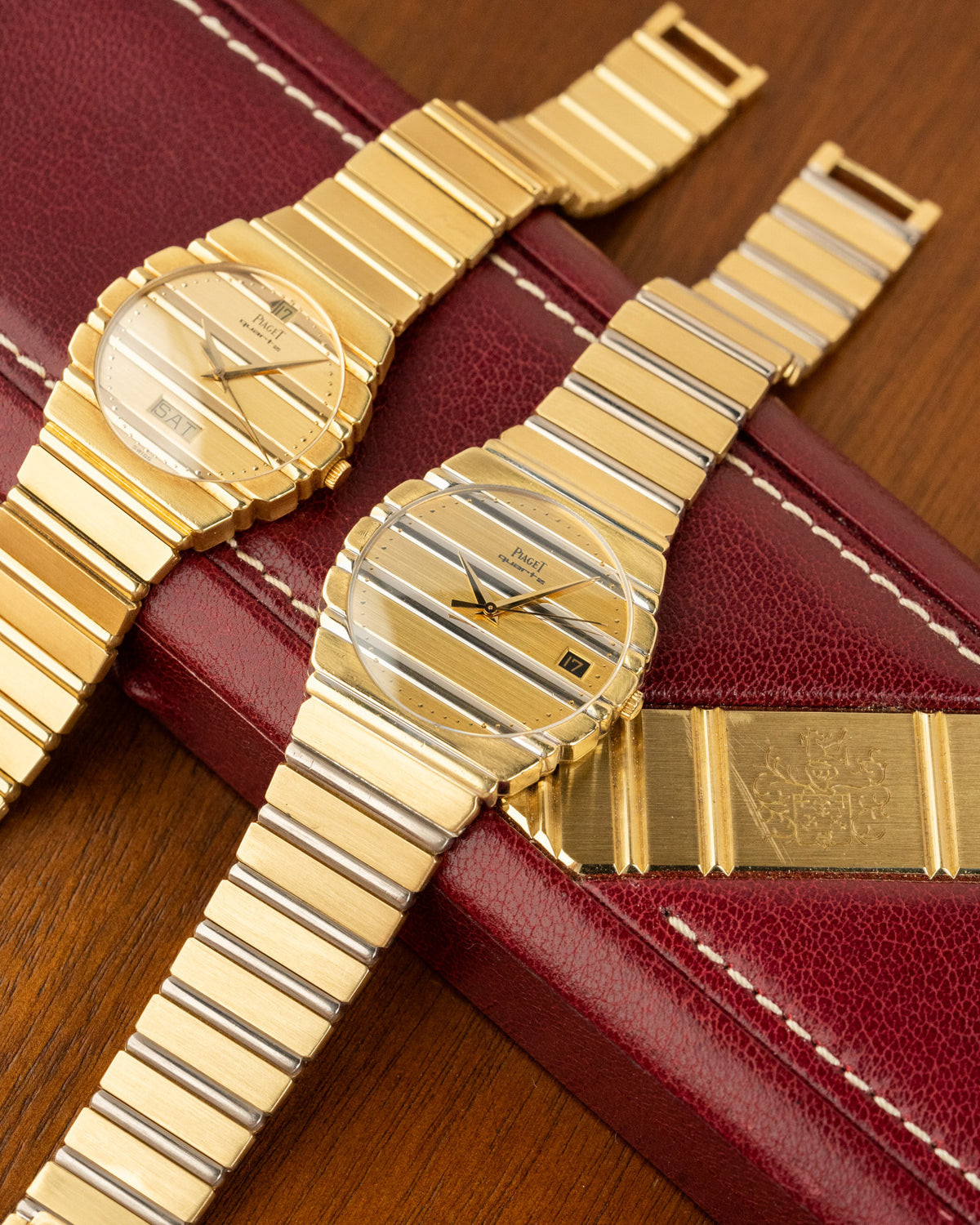 Pair of vintage Piaget Polo watches in yellow gold