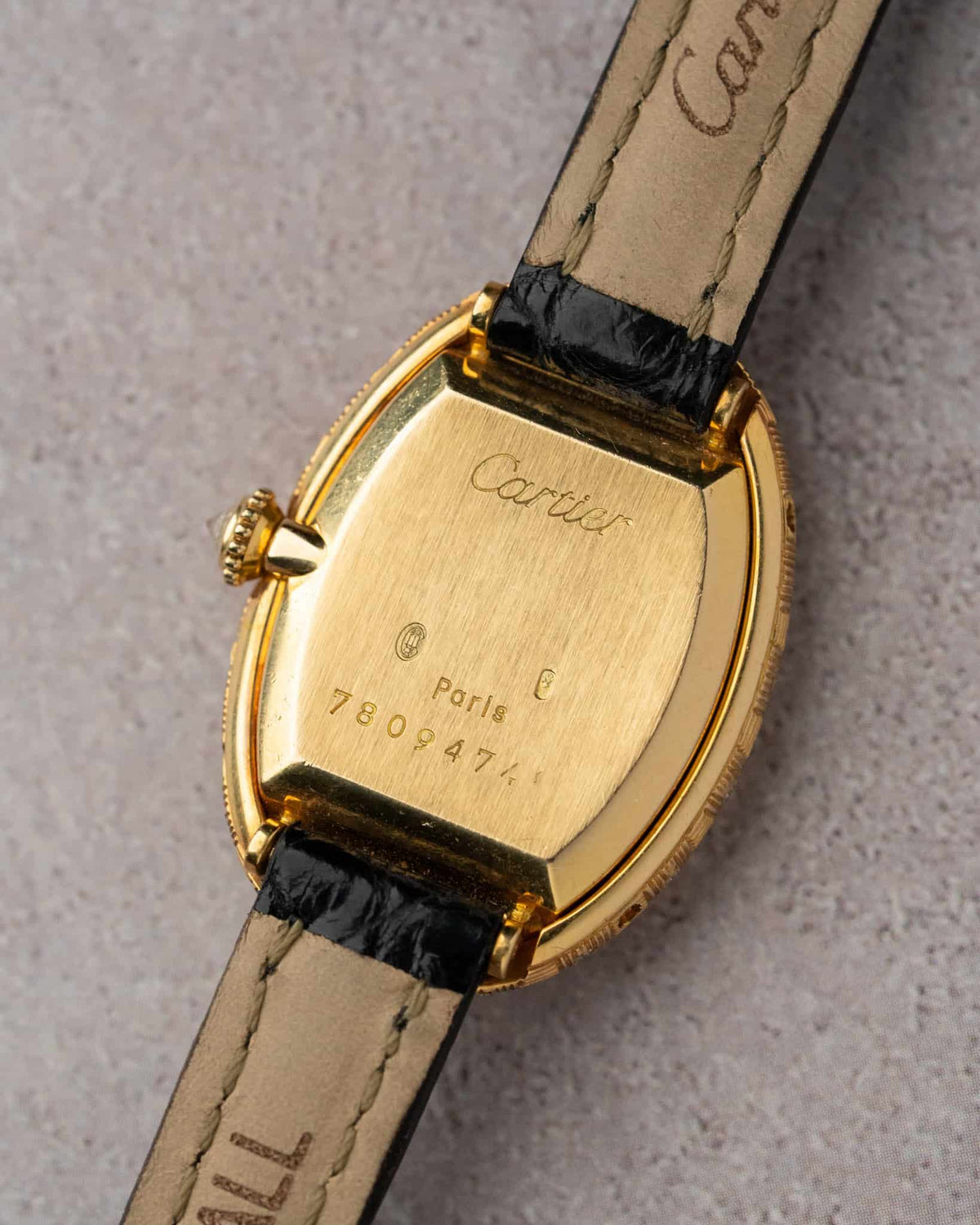 Cartier Baignoire 78094 Factory Diamond Engraved Stepped Case