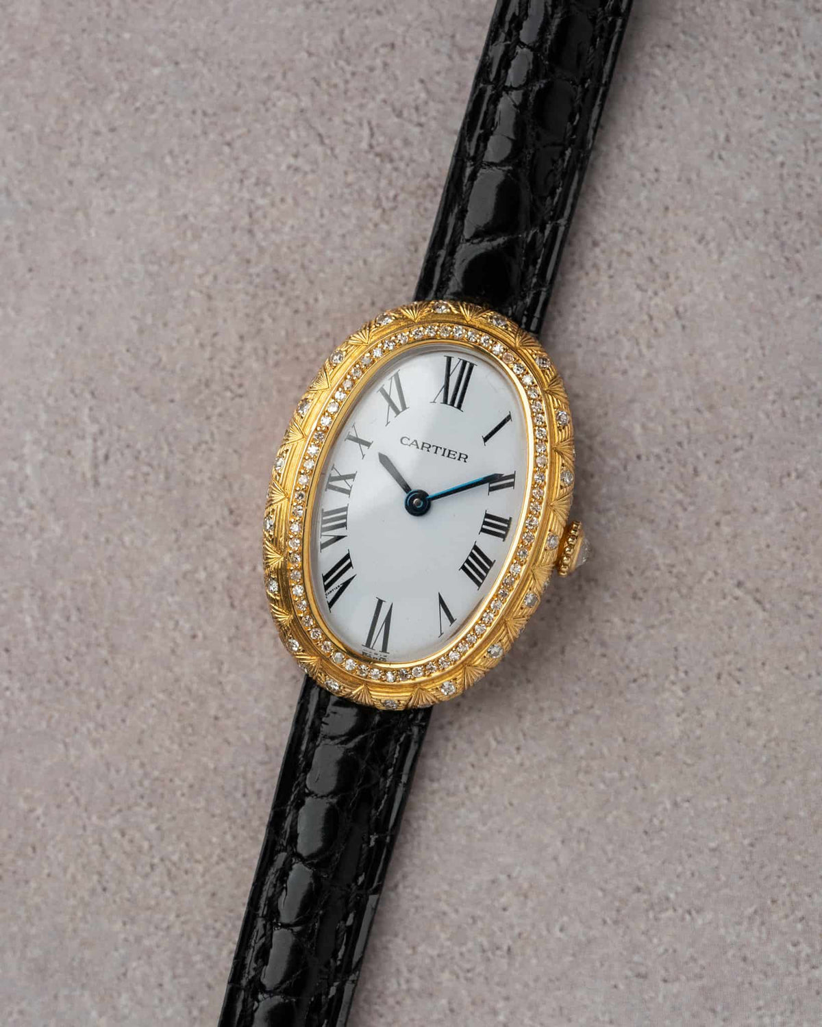 Cartier Baignoire 78094 Factory Diamond Engraved Stepped Case