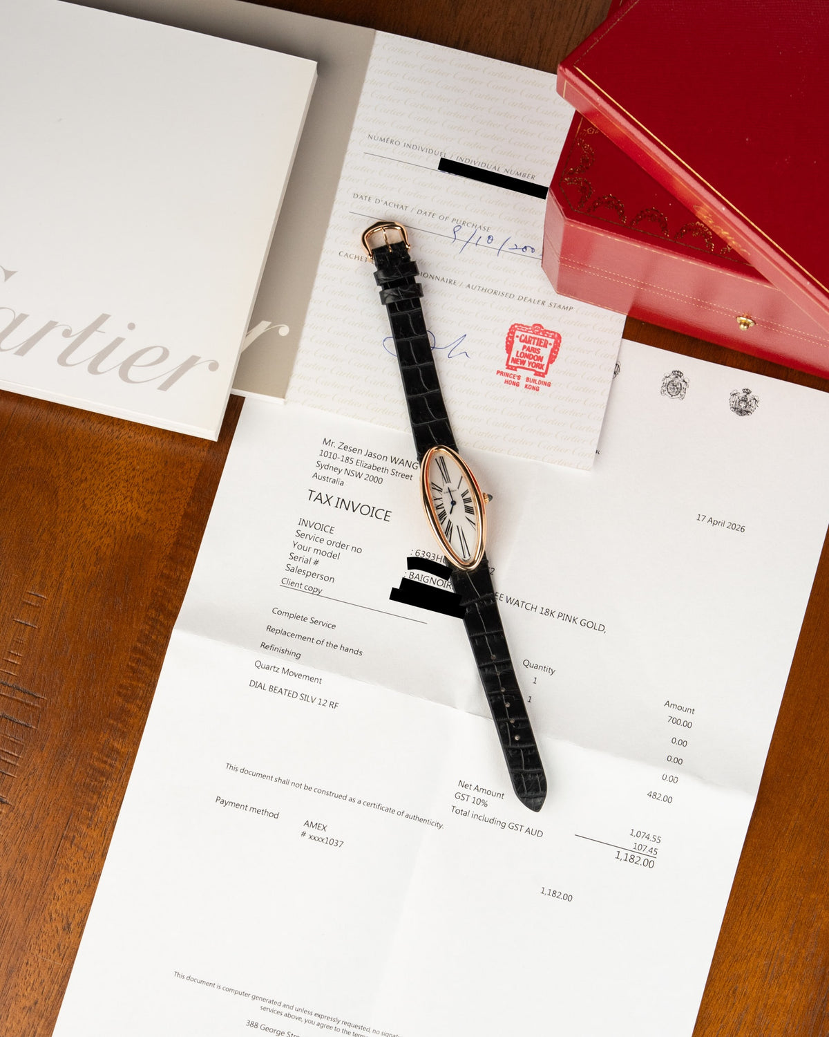 Cartier Baignoire Allongée Rose Gold 2606