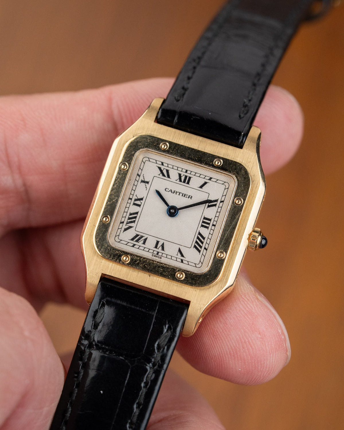 Cartier Santos-Dumont 821053 18k yellow gold guilloché dial small model – photo 5