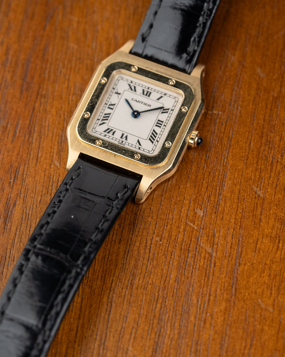 Cartier Santos-Dumont 821053 18k yellow gold guilloché dial small model – photo 9