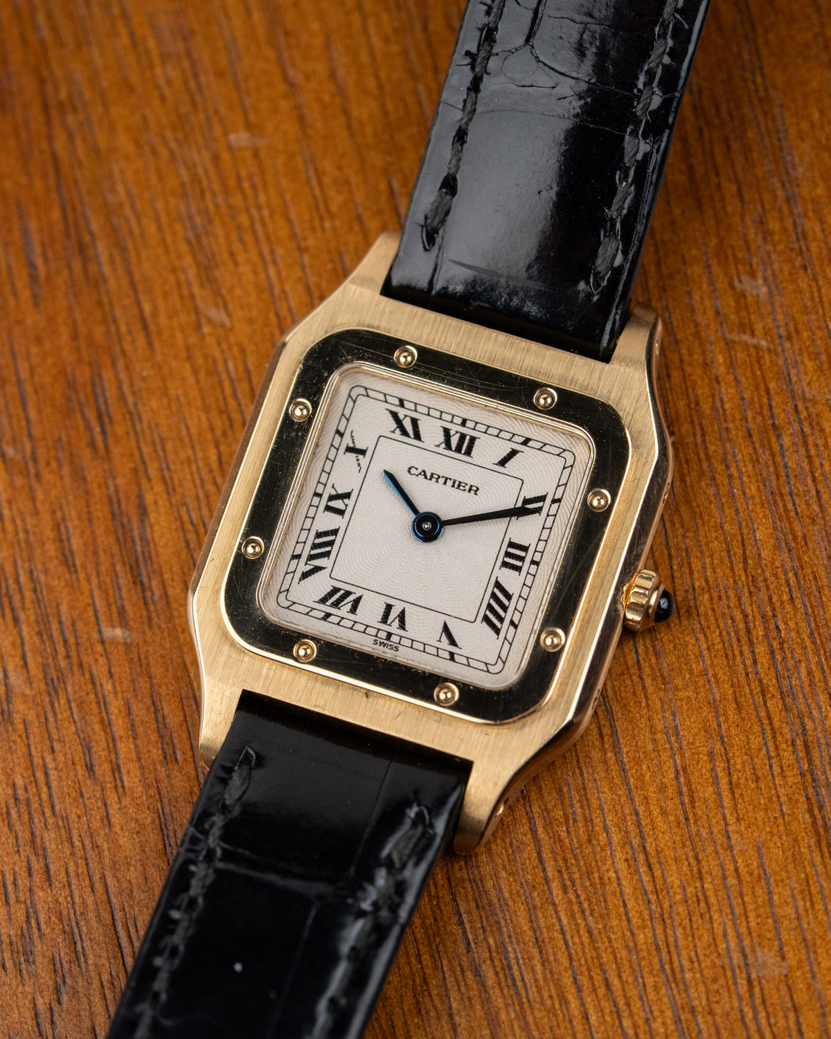 Cartier Santos-Dumont 821053 18k yellow gold guilloché dial small model – photo 1