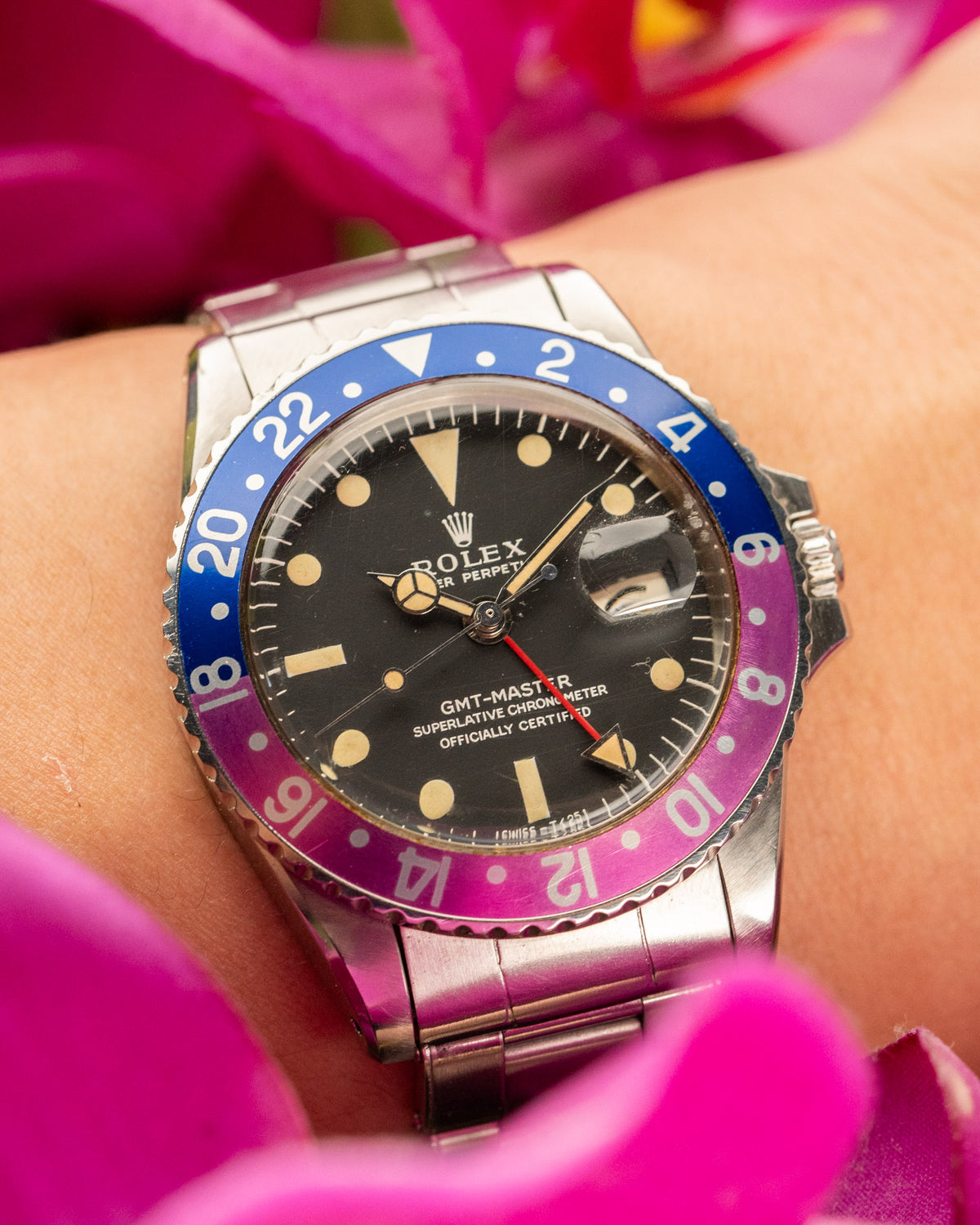 Rolex GMT-Master 1675 Fuchsia Insert Mark 1 Long E Dial