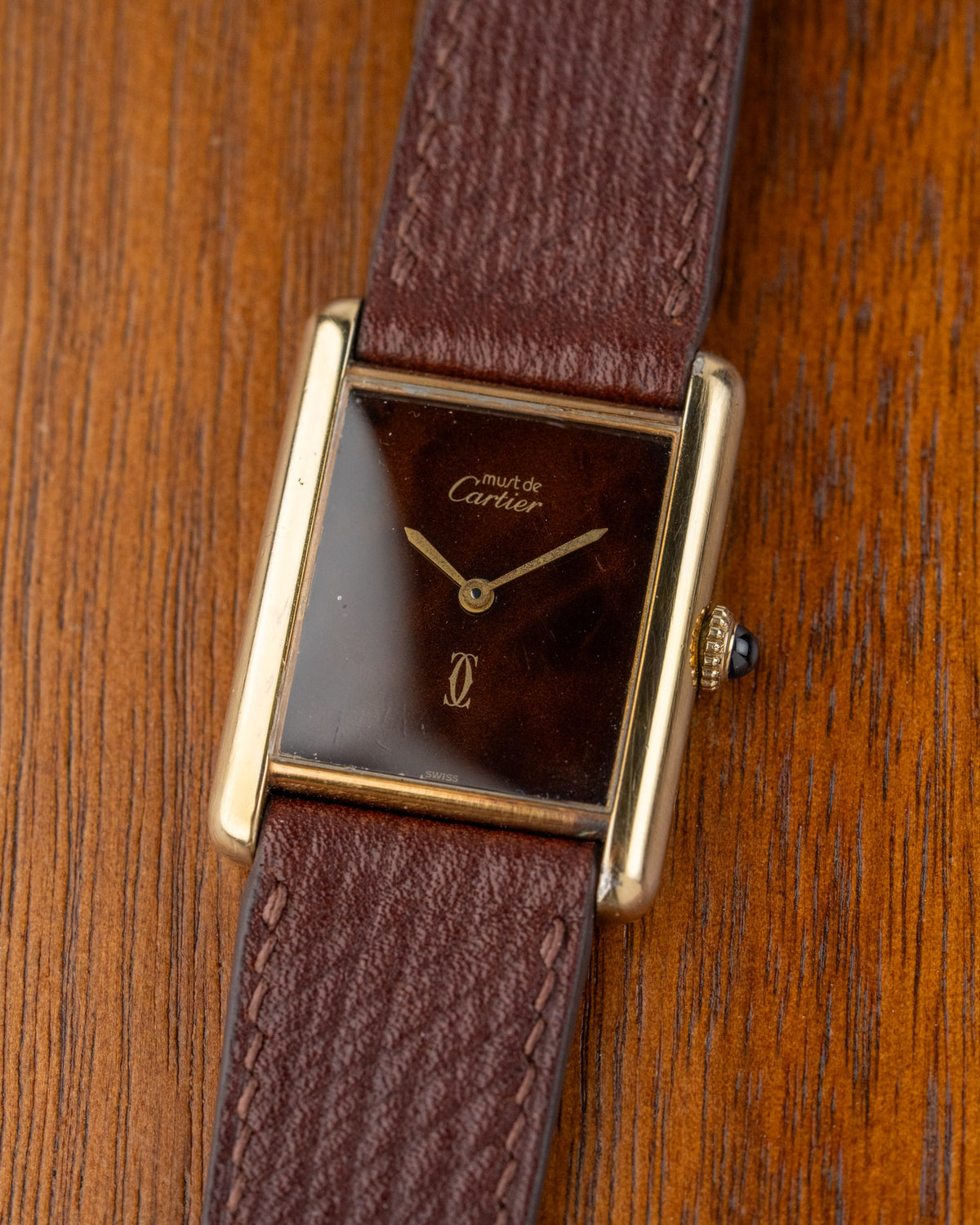 Must de Cartier Tank LM vermeil wood dial watch – photo 3