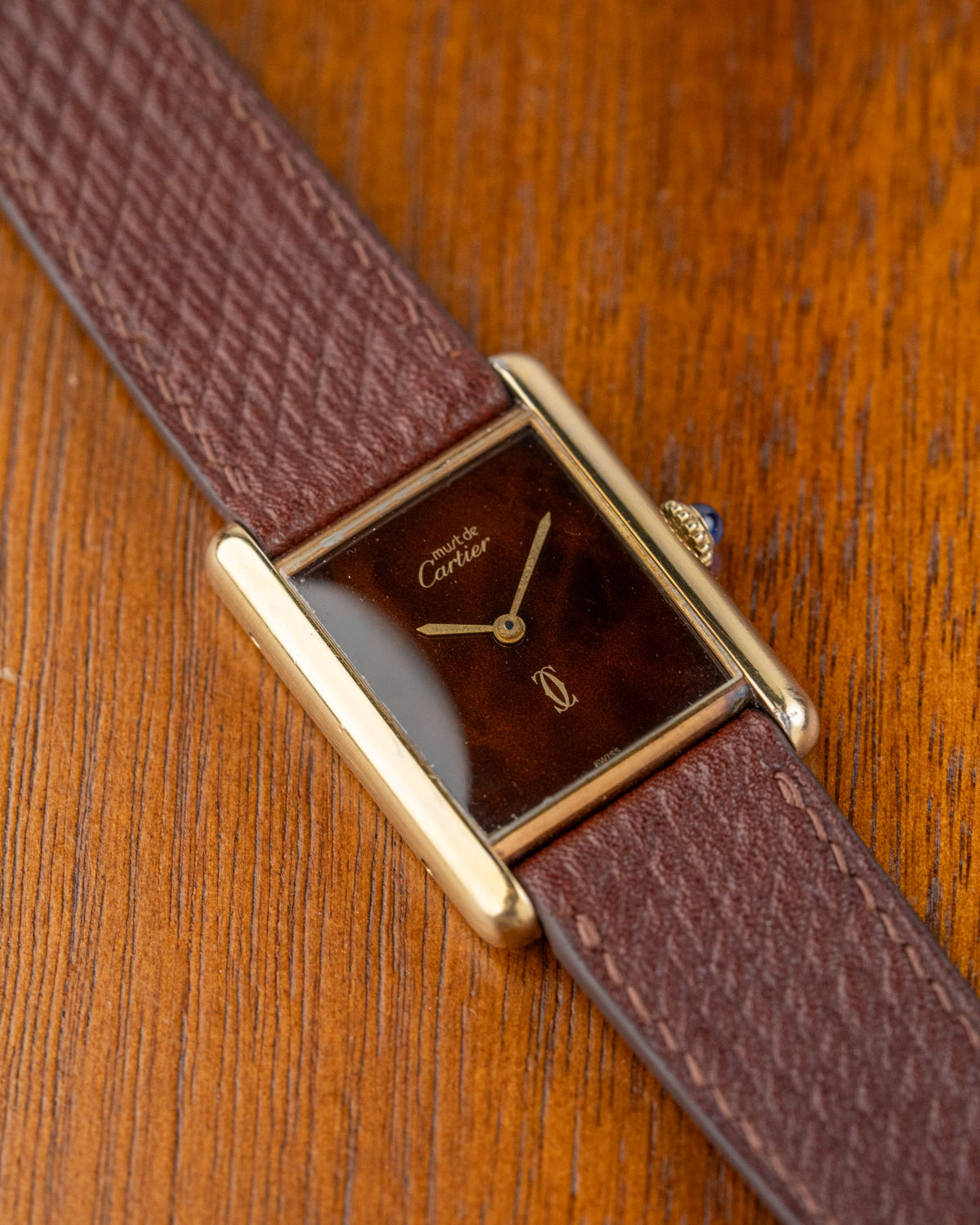Must de Cartier Tank LM vermeil wood dial watch – photo 7