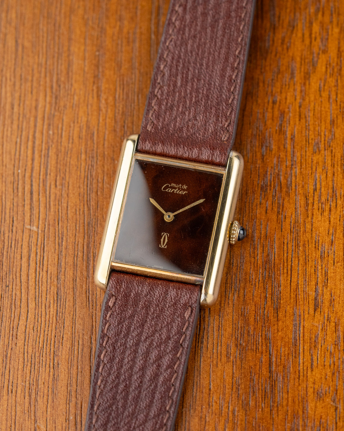 Must de Cartier Tank LM vermeil wood dial watch – photo 8