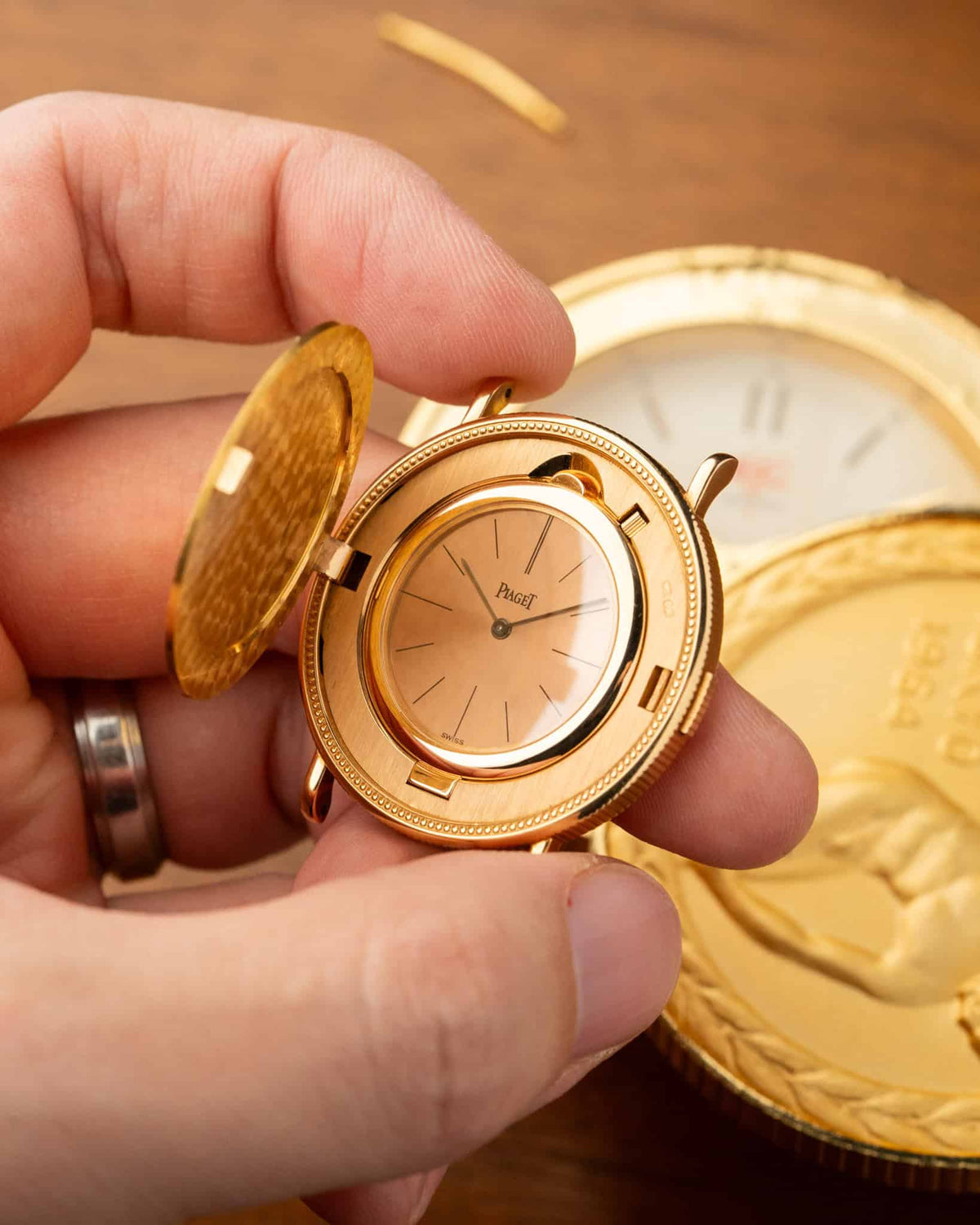 Salmon Dial Piaget $20 US Yellow Gold Watch