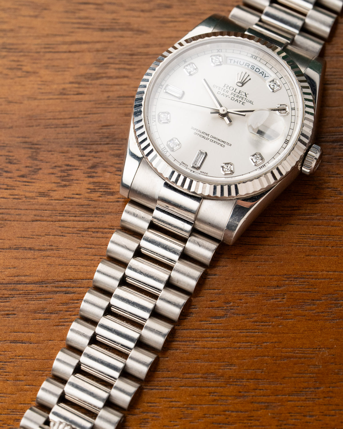 Rolex Day-Date 118239 18k white gold diamond silver dial President bracelet – photo 7