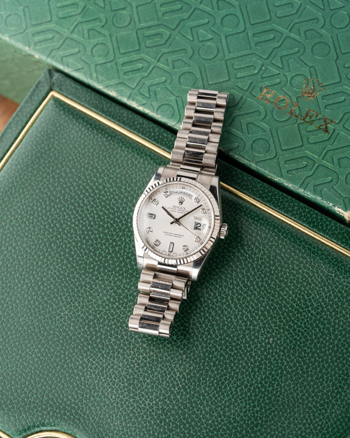 Rolex Day-Date 118239 18k white gold diamond silver dial President bracelet – photo 2