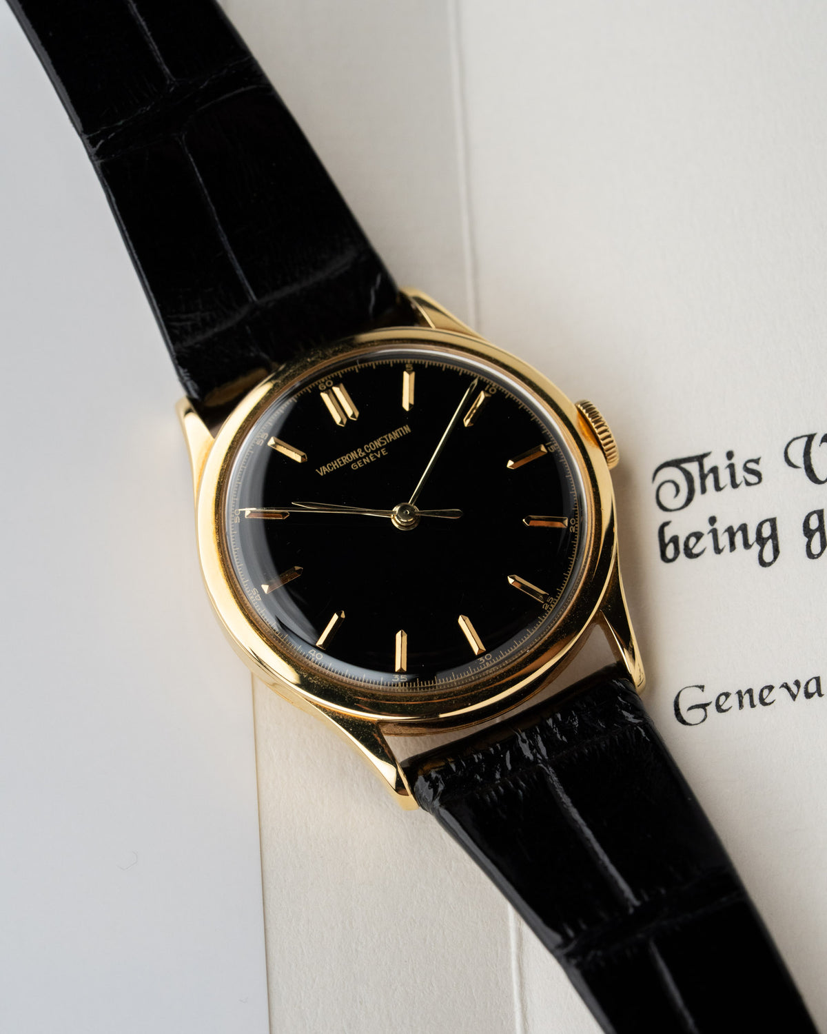 Vacheron Constantin Les Collectionneurs 4217 18k yellow gold black lacquer dial 1949 – photo 9