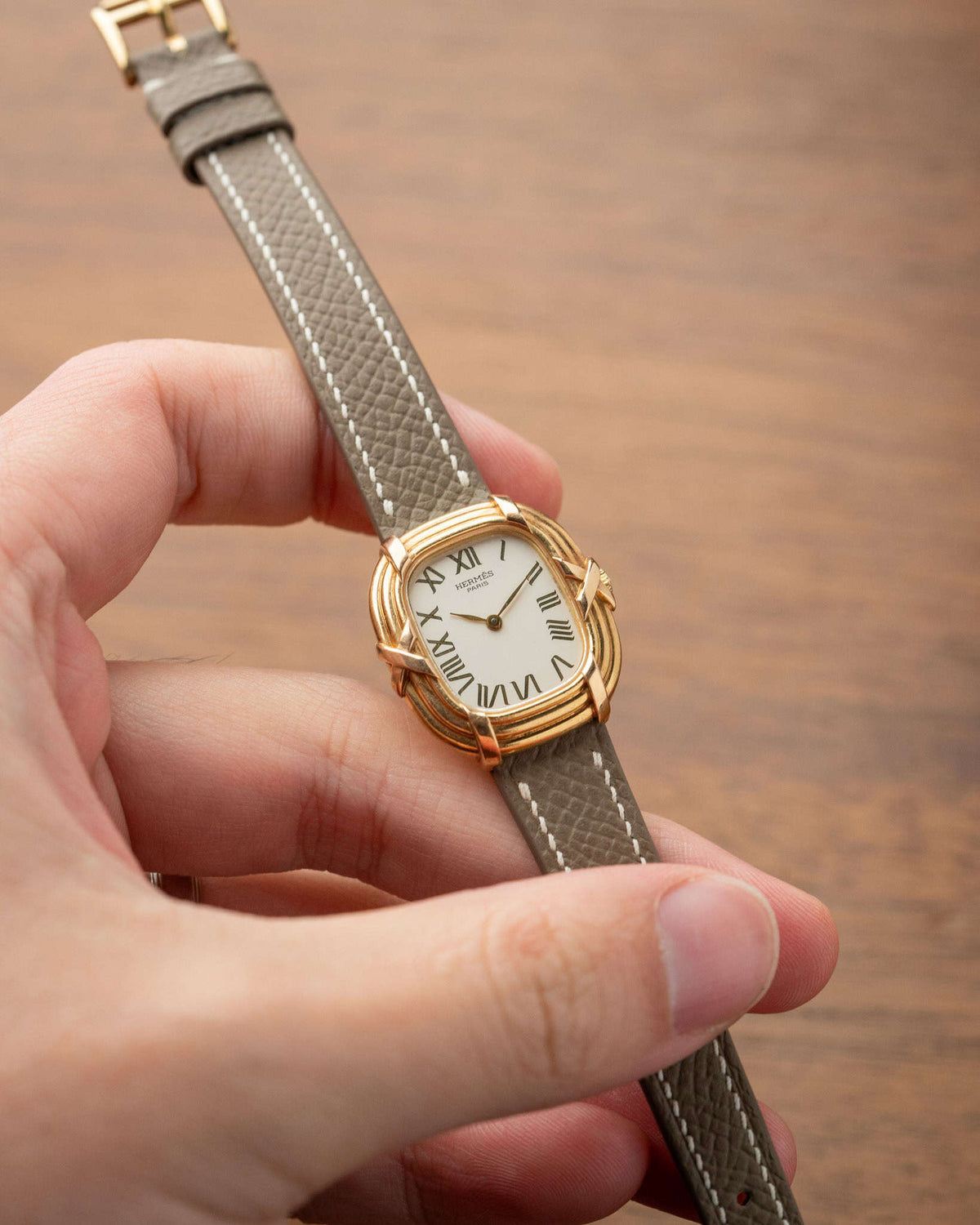 Vintage Ladies Stepped Yellow Gold case Hermes Watch