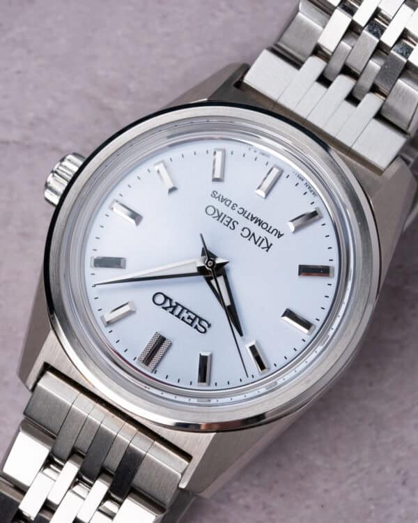 King Seiko SDKS027 Blue Dial 36mm Dial Close up