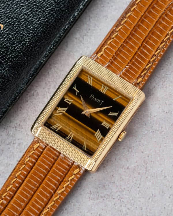 Hobnail Piaget 9151 Tiger Eye Dial Flat lay