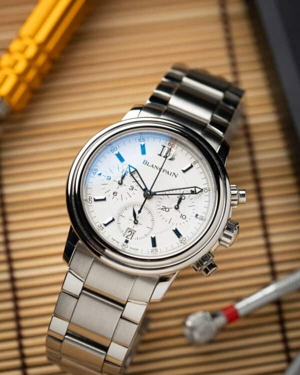 Blancpain Lemans White Dial Chronograph 2185-1127-11 Macro