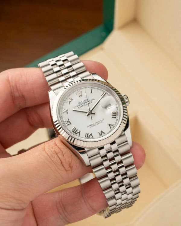 Rolex 126234 Jubilee Roman White Dial Full Set Hero
